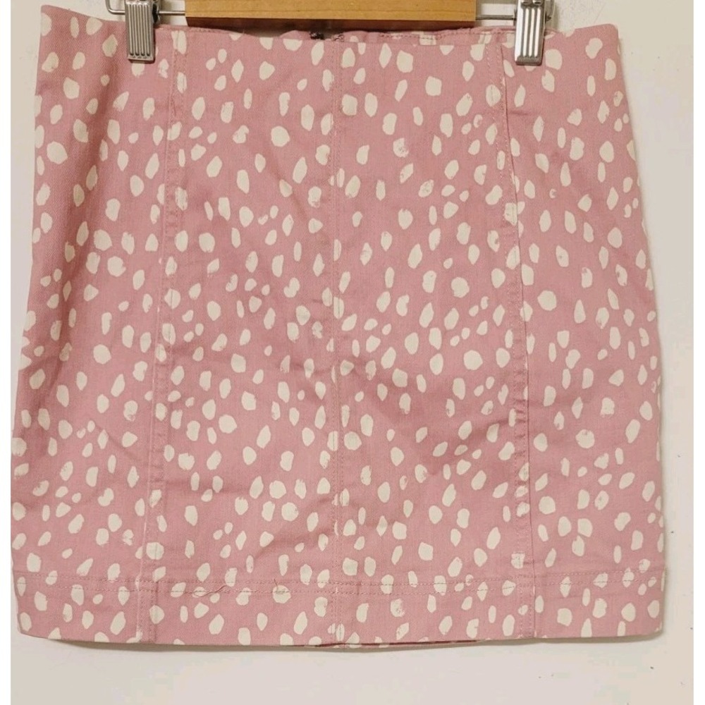 Jolt‎ Pink Leopard Print Denim Mini Skirt Womens Size 9 / 29w Pink Cream Cheetah
